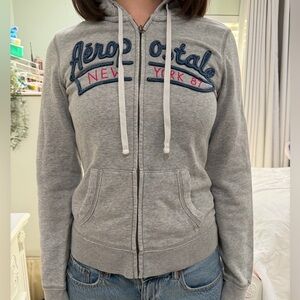 Aeropostale Heather Gray Zip-Up Hoodie